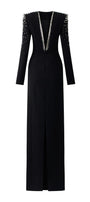 Palazzos A-line Square Shoulder Velvet Floor Length Dress - MEAN BLVD