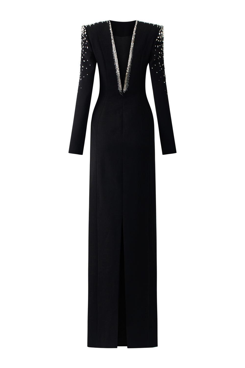 Palazzos A-line Square Shoulder Velvet Floor Length Dress - MEAN BLVD