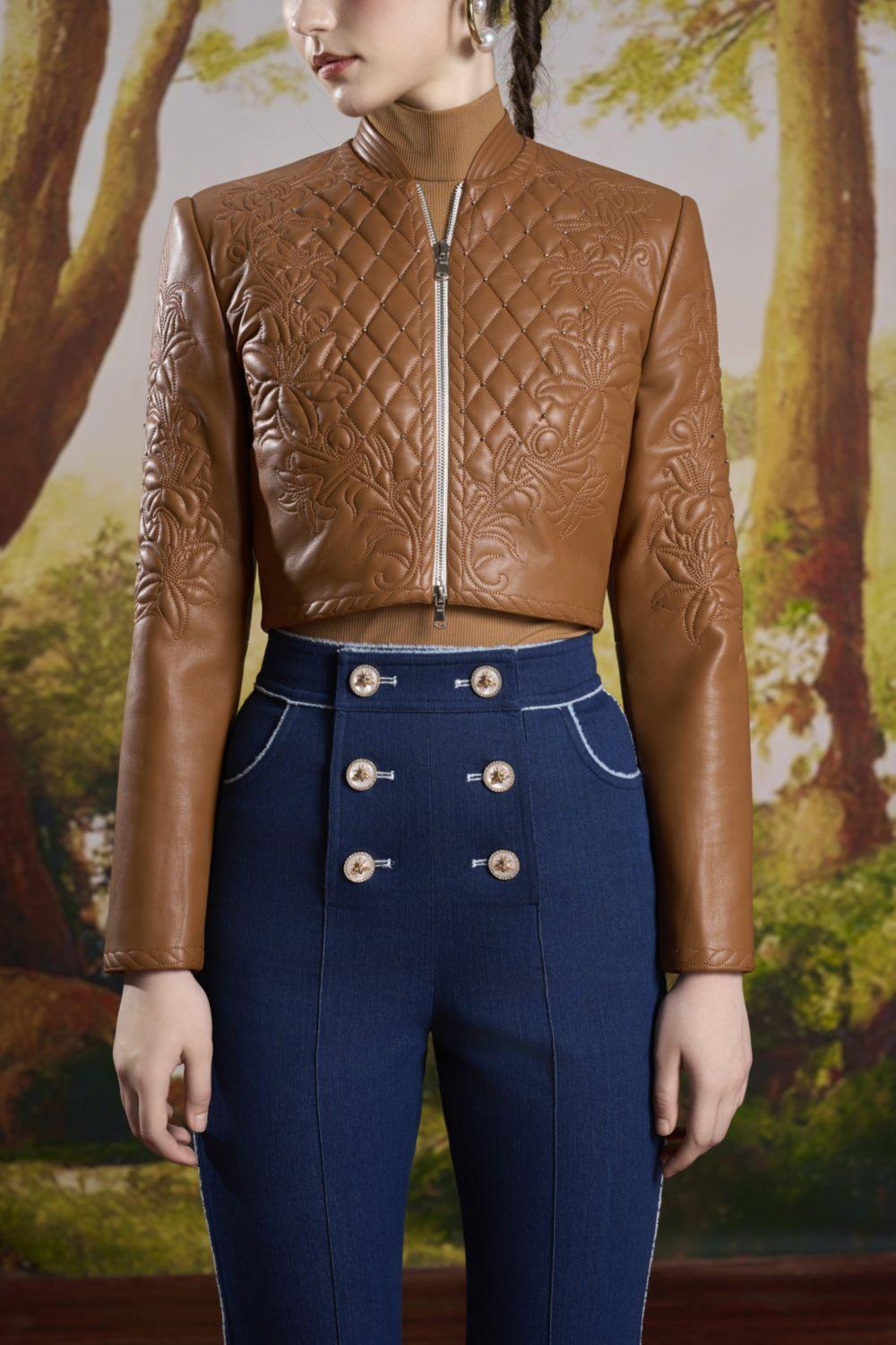 Pamela Cropped Long Sleeved Faux Leather Jacket - MEAN BLVD