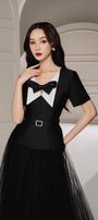 Panda Fit and Flare V-Neck Taffeta Midi Dress - MEAN BLVD