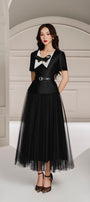Panda Fit and Flare V-Neck Taffeta Midi Dress - MEAN BLVD