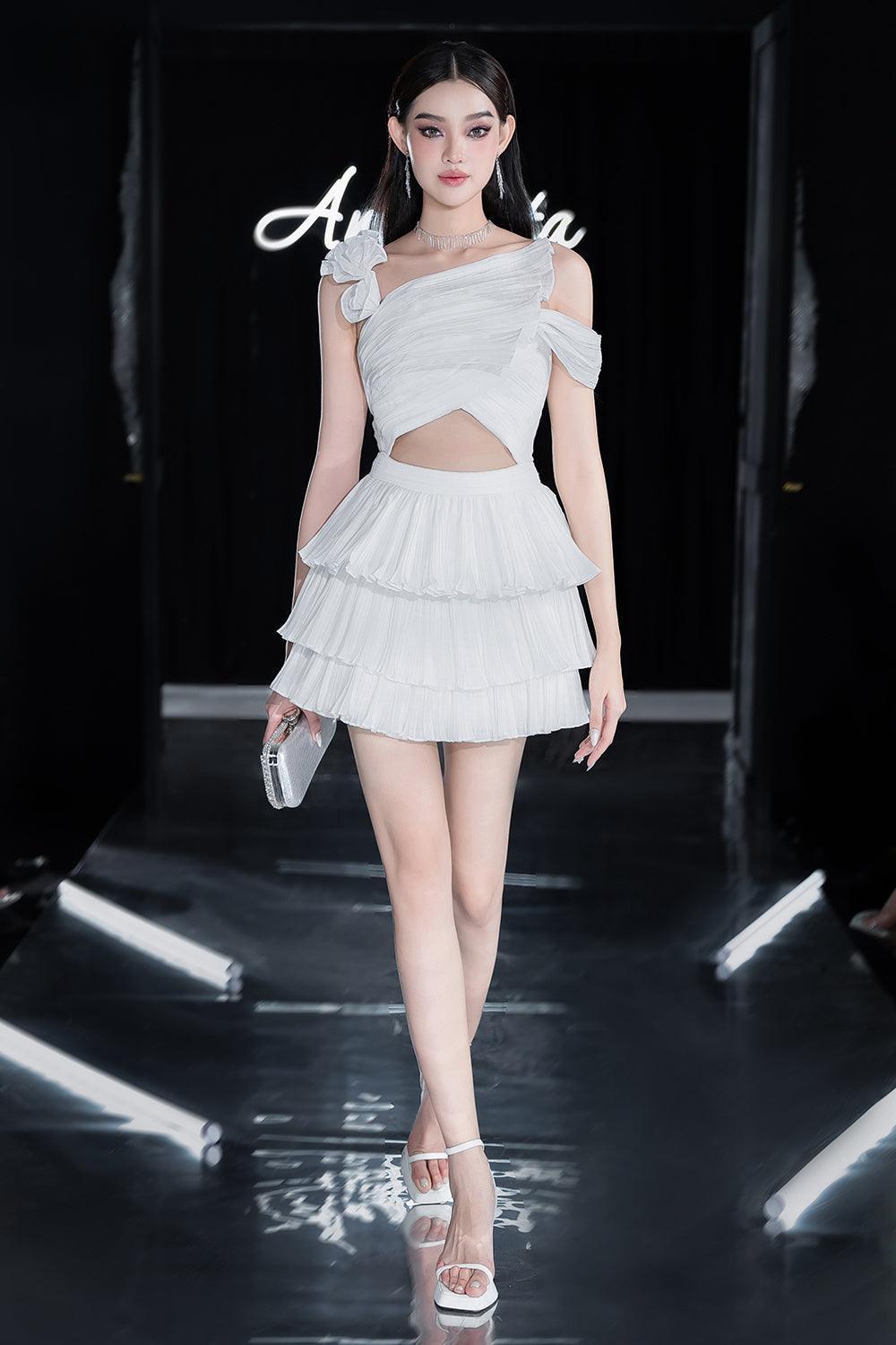 Pando Layered Cut-Out Polyester Mini Dress - MEAN BLVD