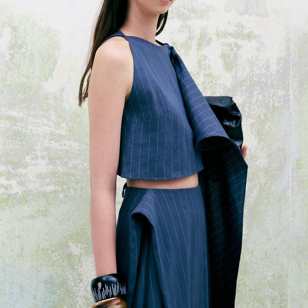 Pansy Cropped Sleeveless Linen Top - MEAN BLVD