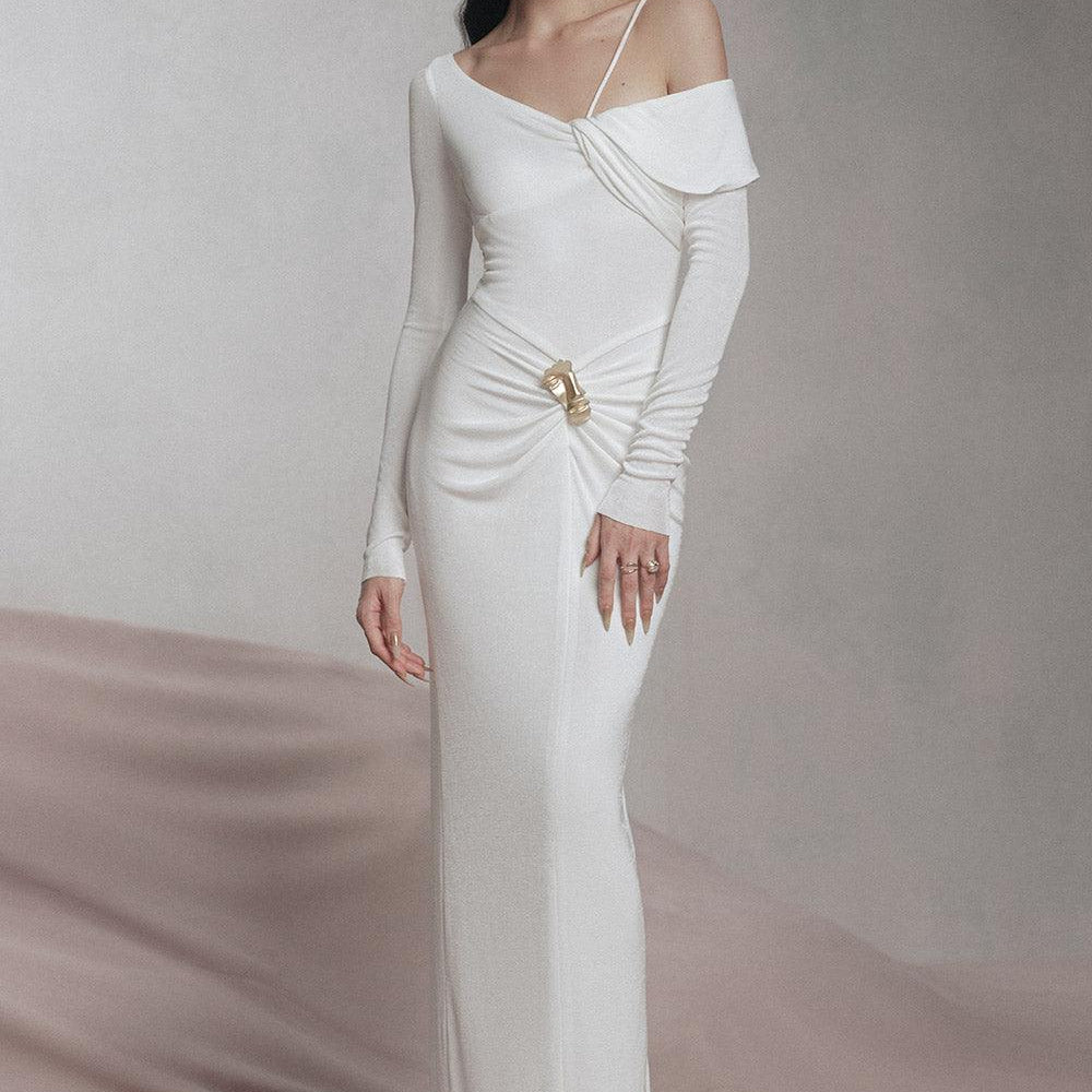 Parade Bodycon Asymmetric Neck Spandex Maxi Dress - MEAN BLVD