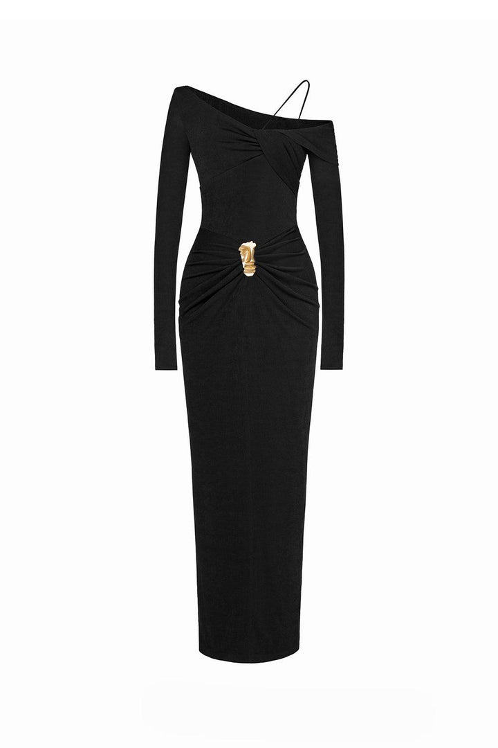 Parade Bodycon Asymmetric Neck Spandex Maxi Dress - MEAN BLVD