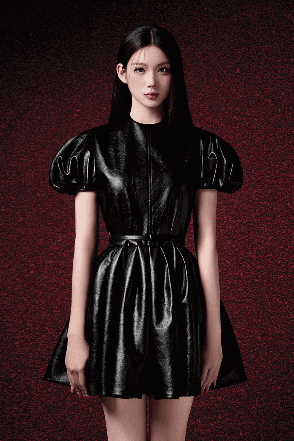 Patrick A-line Round Neck Leather Mini Dress - MEAN BLVD