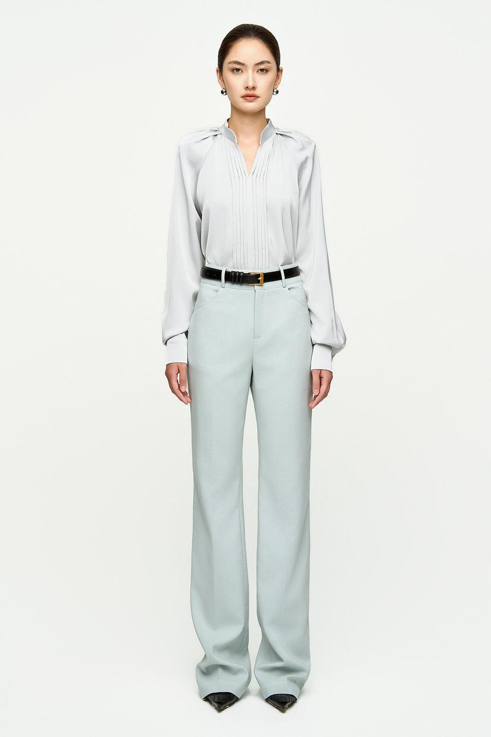 Paula Straight Pleated Satin Shirt - MEAN BLVD
