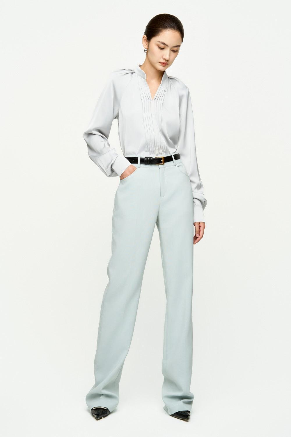 Paula Straight Pleated Satin Shirt - MEAN BLVD