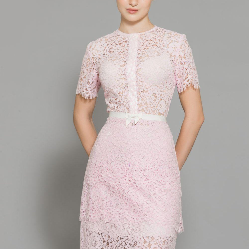 Paulina A-line Round Neck Lace Above The Knee Dress - MEAN BLVD