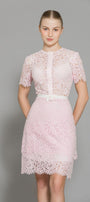 Paulina A-line Round Neck Lace Above The Knee Dress - MEAN BLVD