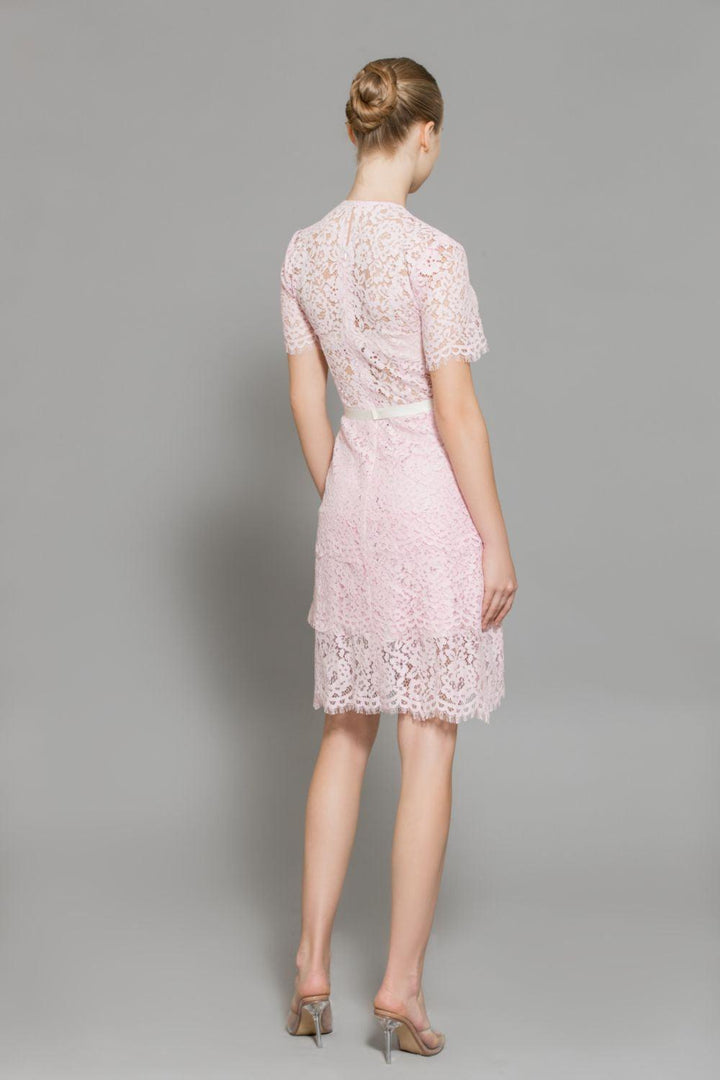 Paulina A-line Round Neck Lace Above The Knee Dress - MEAN BLVD