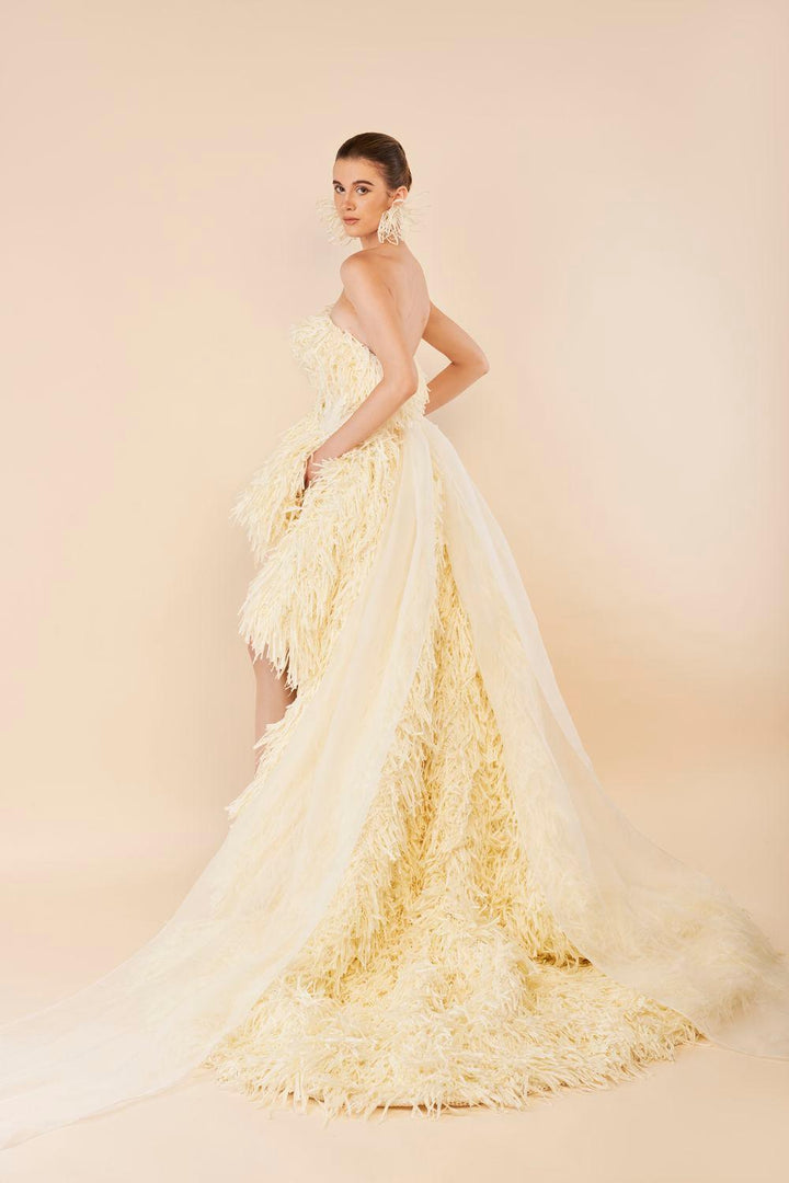 Penelope Asymmetric Mullet Raffia High-low Dress - MEAN BLVD