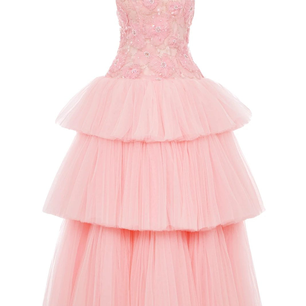 Penelope Tiered Tulle Midi Dress - MEAN BLVD