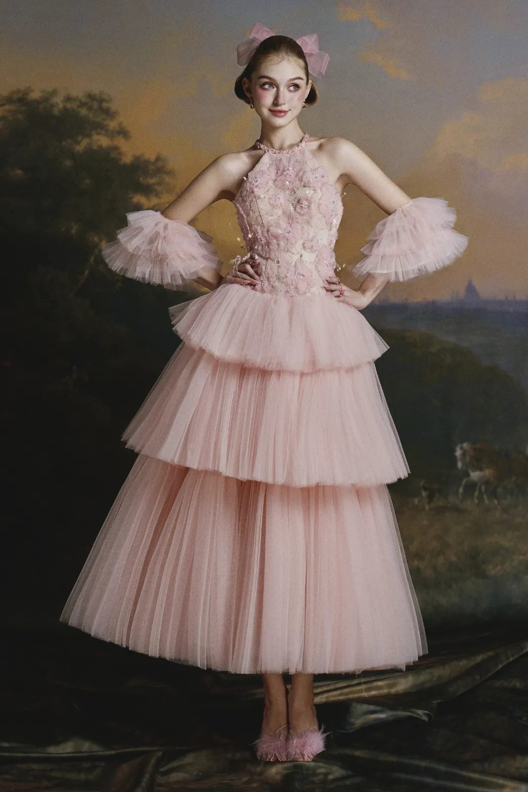 Penelope Tiered Tulle Midi Dress - MEAN BLVD