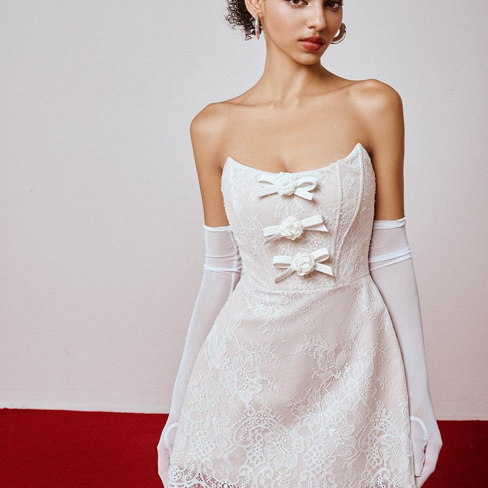 Penguin A-line Scoop Neck Lace Mini Dress - MEAN BLVD