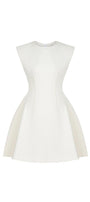Peony Fit and Flare Round Neck Cotton Blend Mini Dress - MEAN BLVD