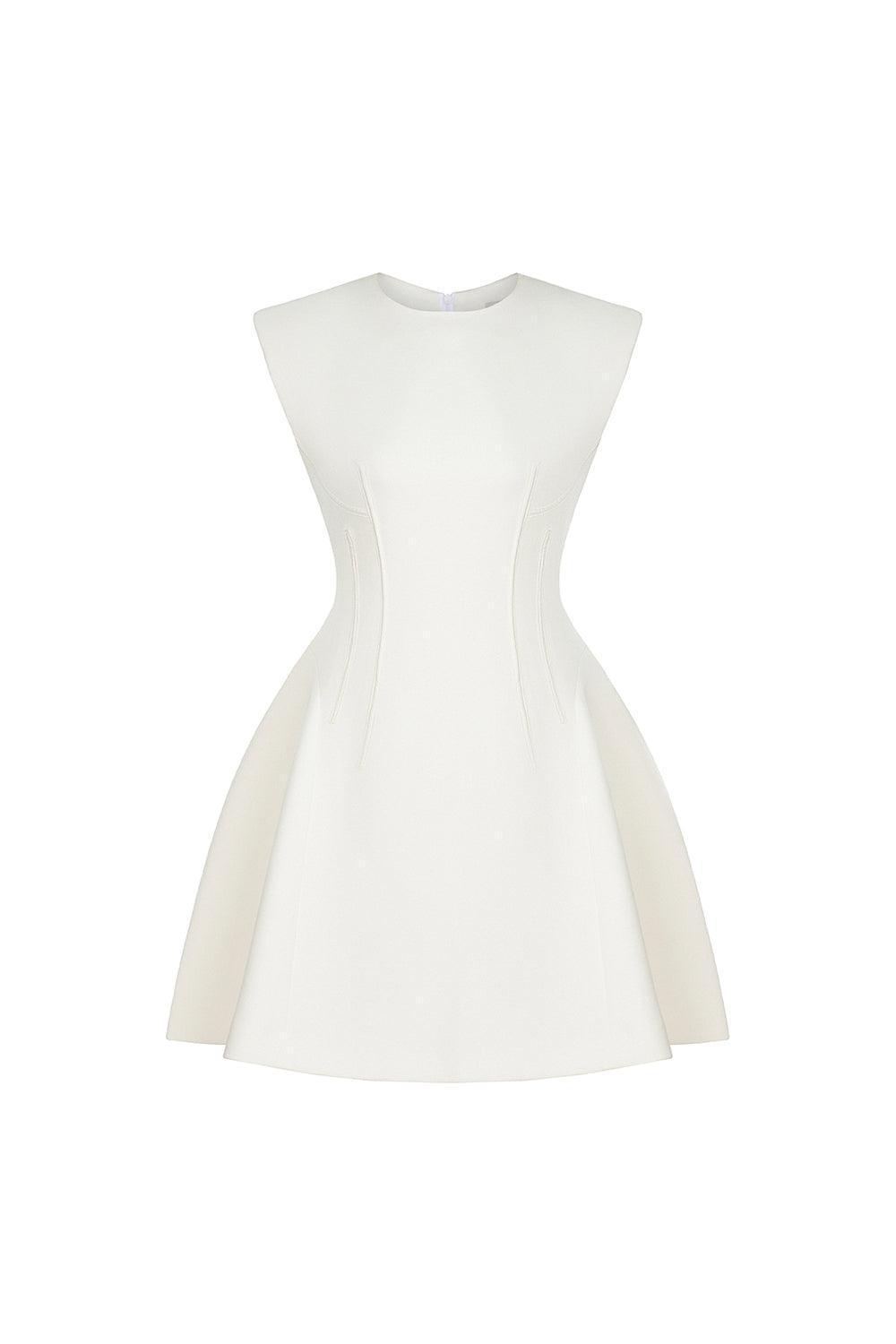 Peony Fit and Flare Round Neck Cotton Blend Mini Dress - MEAN BLVD