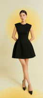 Peony Fit and Flare Round Neck Cotton Blend Mini Dress - MEAN BLVD