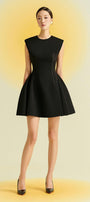 Peony Fit and Flare Round Neck Cotton Blend Mini Dress - MEAN BLVD