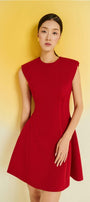 Peony Fit and Flare Round Neck Cotton Blend Mini Dress - MEAN BLVD