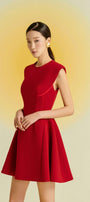 Peony Fit and Flare Round Neck Cotton Blend Mini Dress - MEAN BLVD