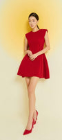 Peony Fit and Flare Round Neck Cotton Blend Mini Dress - MEAN BLVD