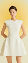 Peony Fit and Flare Round Neck Cotton Blend Mini Dress - MEAN BLVD