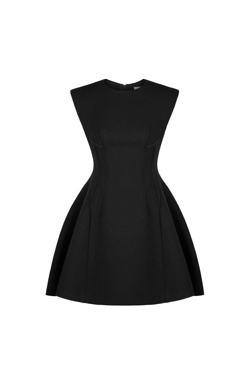 Peony Fit and Flare Round Neck Cotton Blend Mini Dress - MEAN BLVD