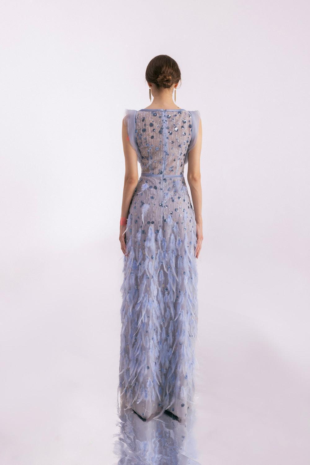 Peralta Sheath Feather Twill Floor Length Dress - MEAN BLVD