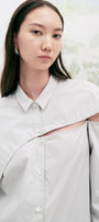 Periwinkle Straight Cut-Out Poplin Shirt - MEAN BLVD