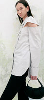 Periwinkle Straight Cut-Out Poplin Shirt - MEAN BLVD
