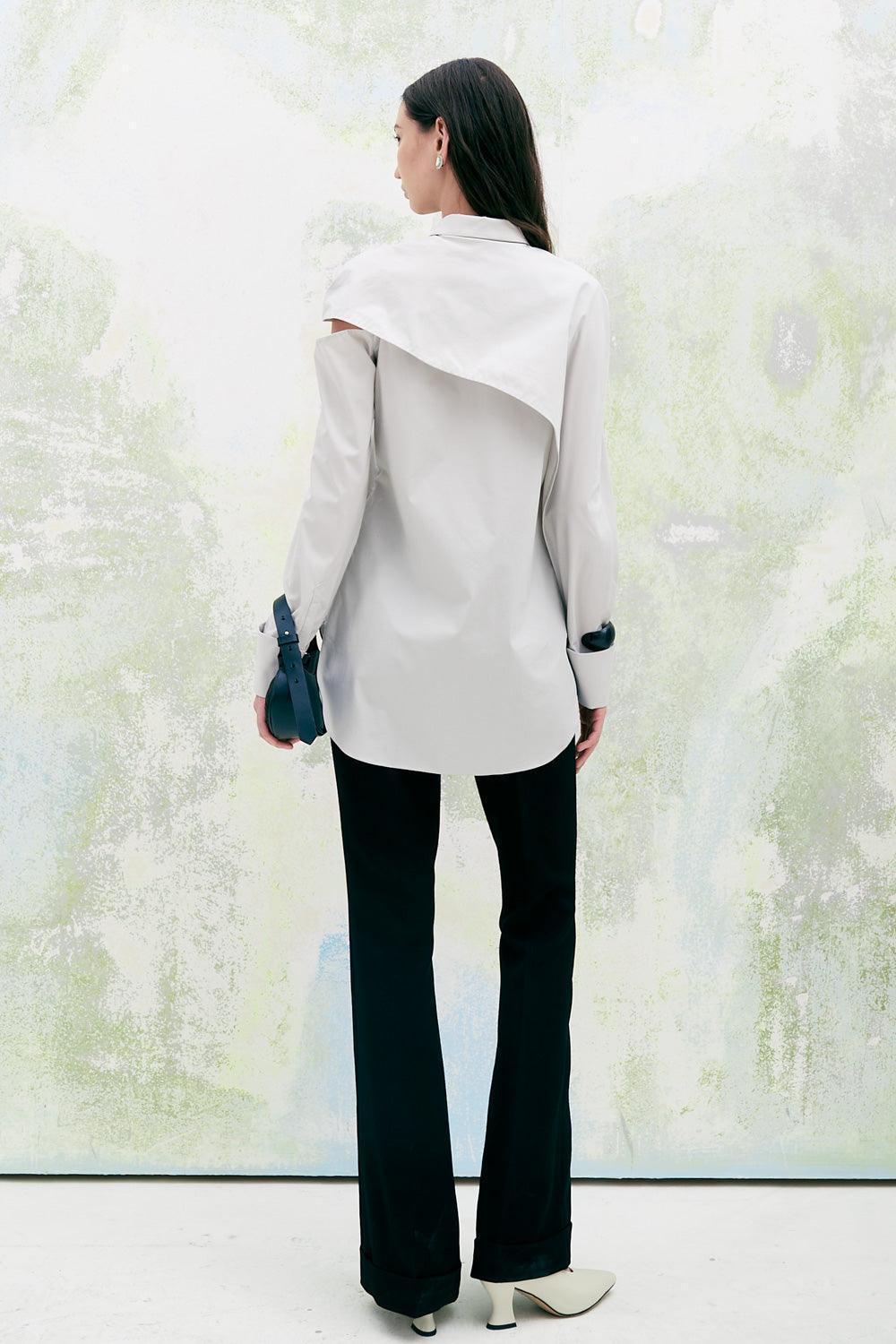 Periwinkle Straight Cut-Out Poplin Shirt - MEAN BLVD