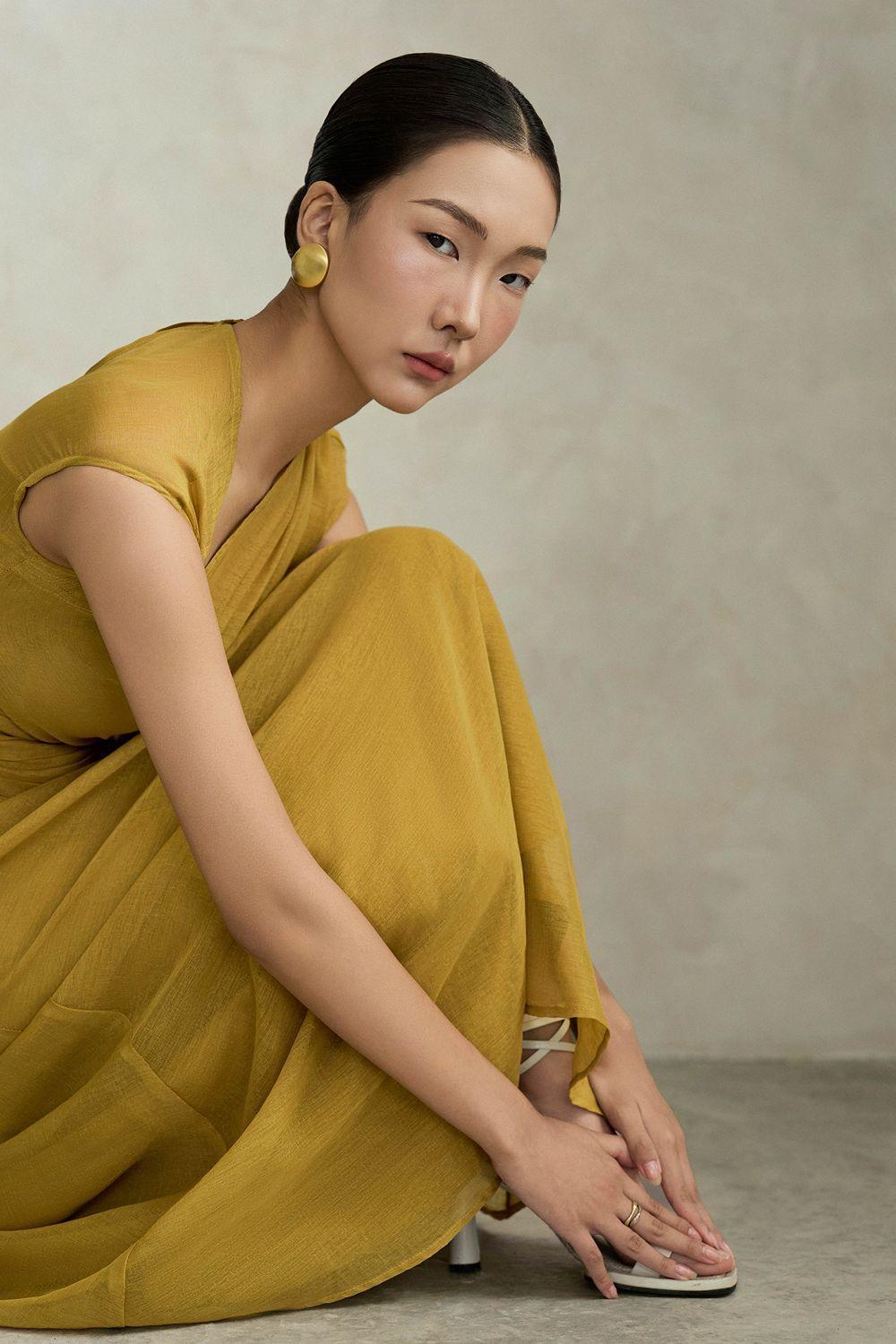 Perla A-line Asymmetric Neck Silk Ankle Length Dress - MEAN BLVD