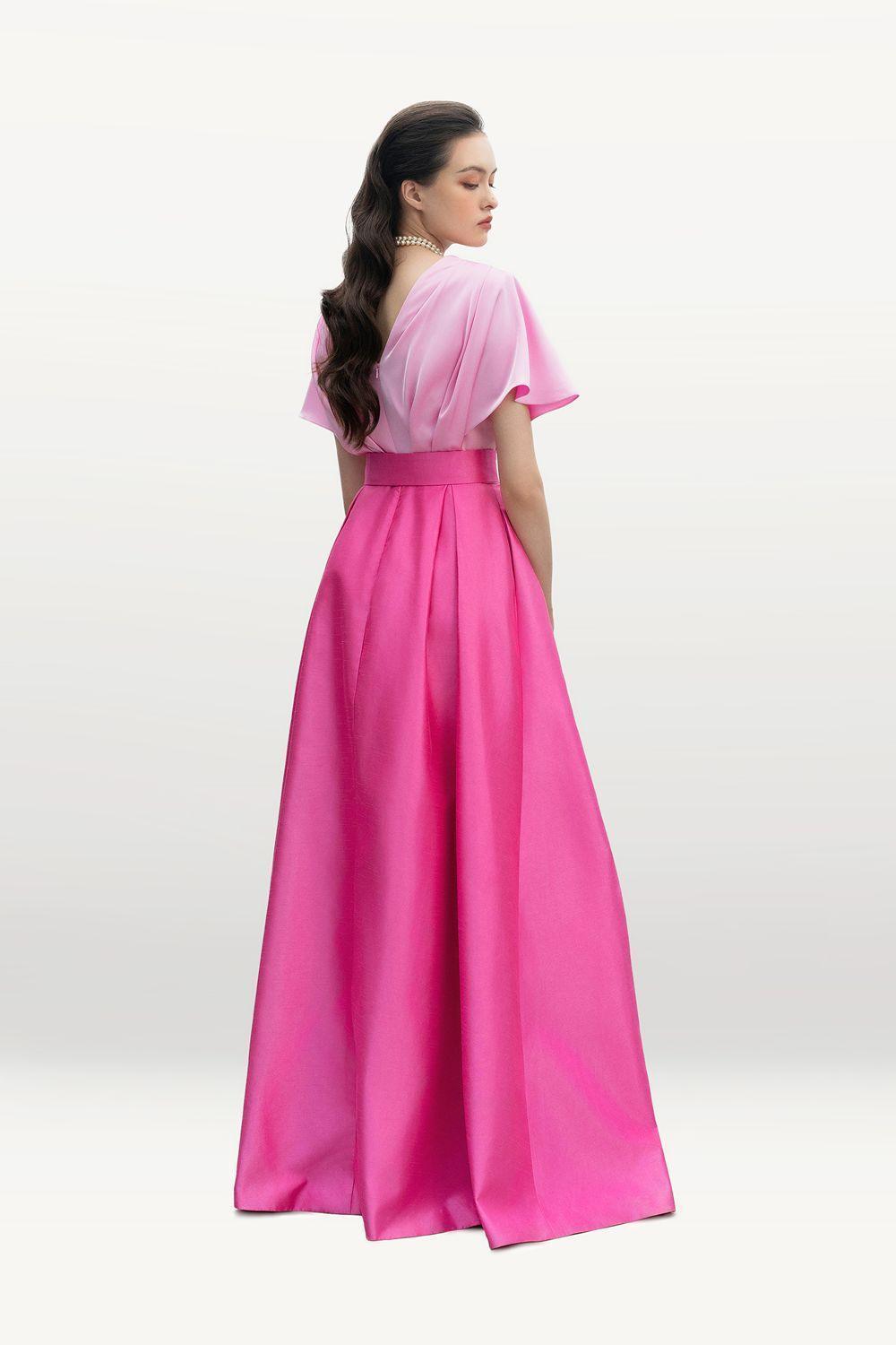 Perrine A-line V-Neck Silk Taffeta Floor Length Dress - MEAN BLVD