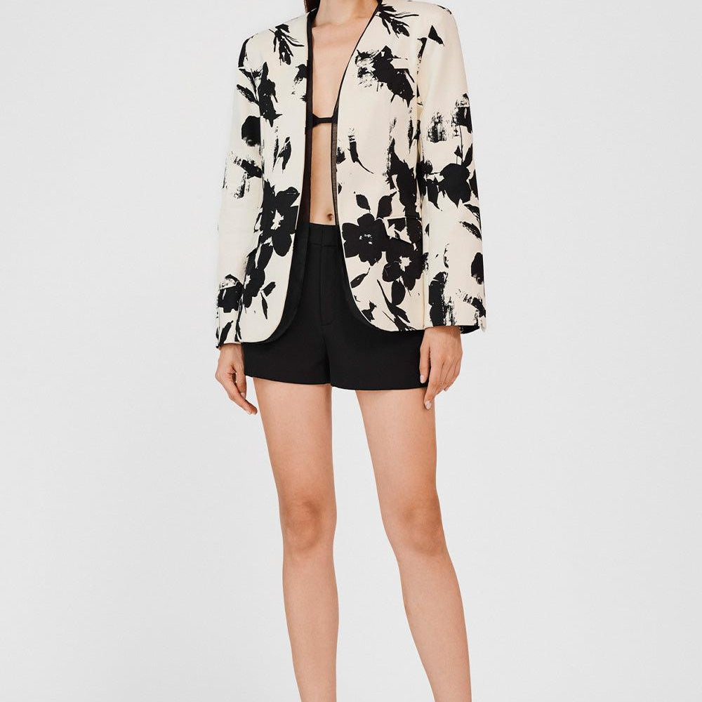 Persephone Straight Lapelless Khaki Blazer - MEAN BLVD