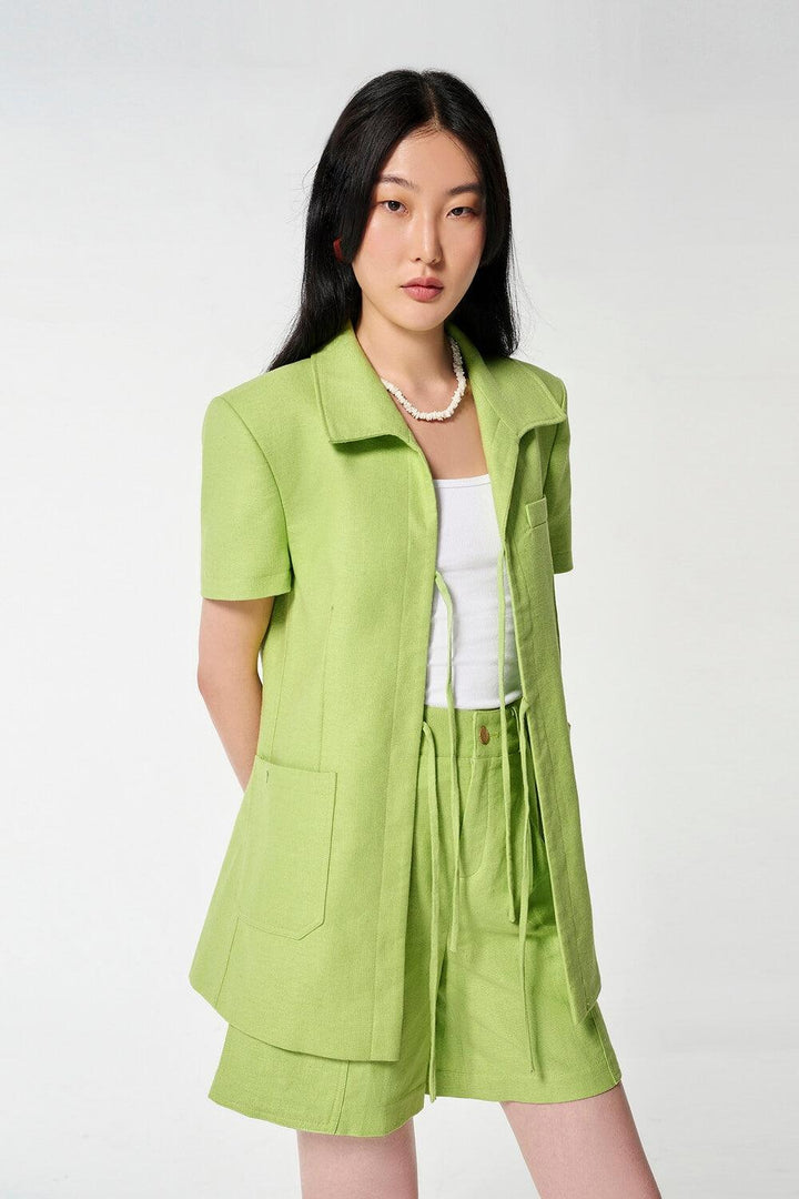 Petal Straight Short Sleeved Linen Blend Shirt - MEAN BLVD