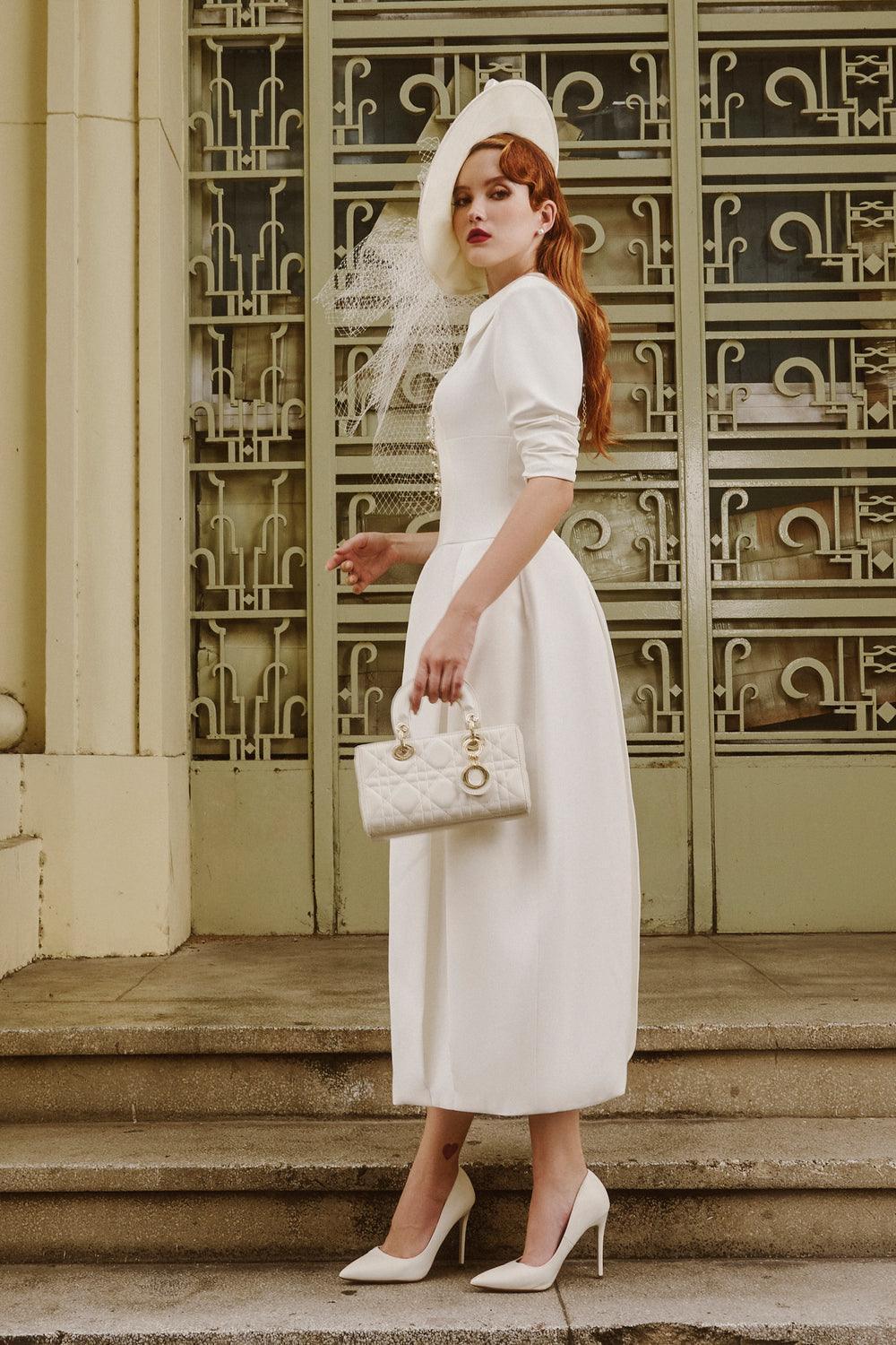 Peyton Cocoon Pleated Spandex Homespun Midi Dress - MEAN BLVD