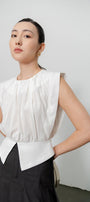 Peyton Gathered Round Neck Rayon Shirt - MEAN BLVD