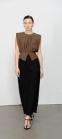 Peyton Gathered Round Neck Rayon Shirt - MEAN BLVD