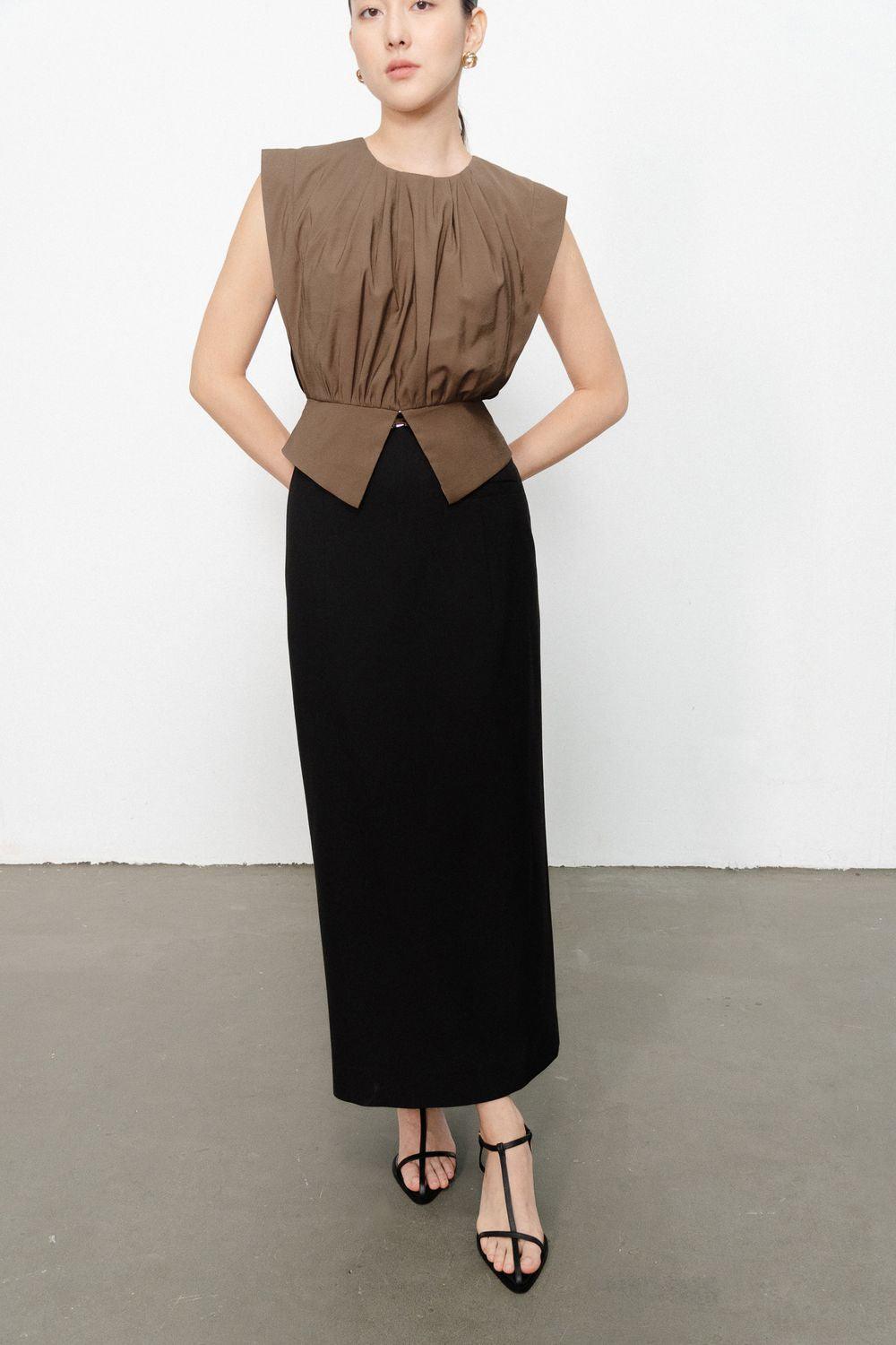 Peyton Gathered Round Neck Rayon Shirt - MEAN BLVD