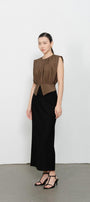 Peyton Gathered Round Neck Rayon Shirt - MEAN BLVD