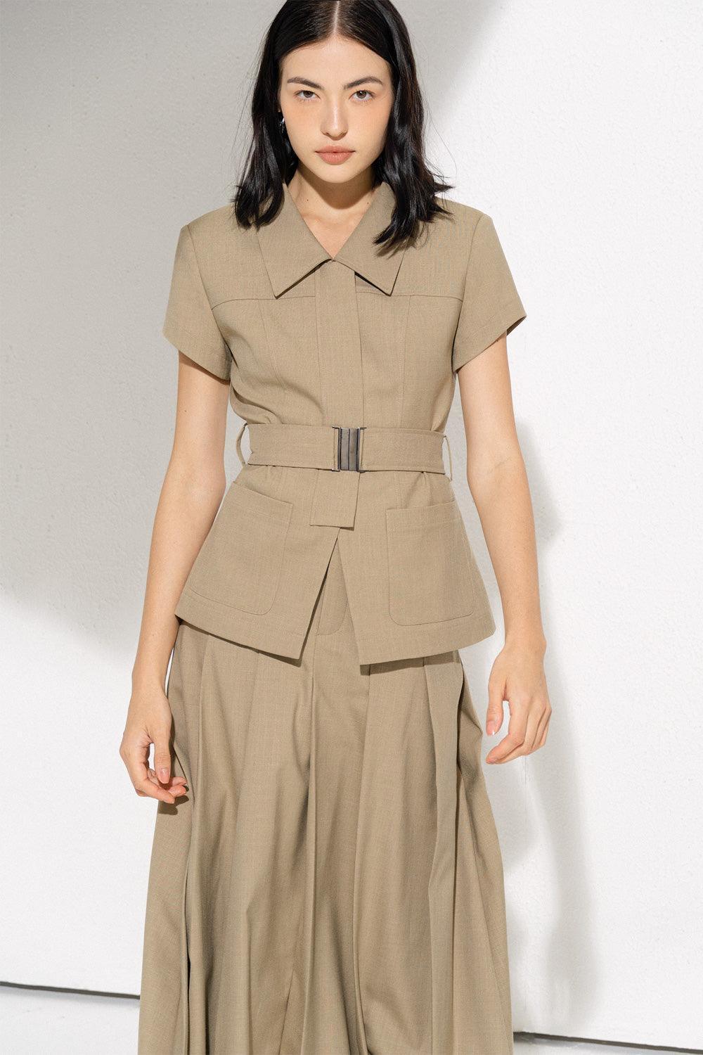 Peyton Pleated Front Zipper Wool Ankle Length Skirt - MEAN BLVD