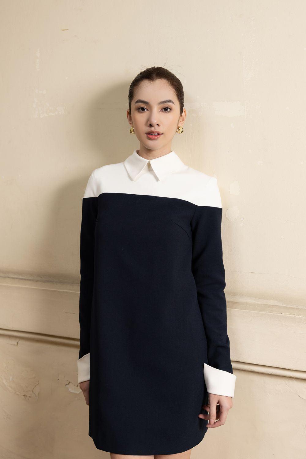 Peyton Straight Shirt Collar Polycotton Mini Dress - MEAN BLVD