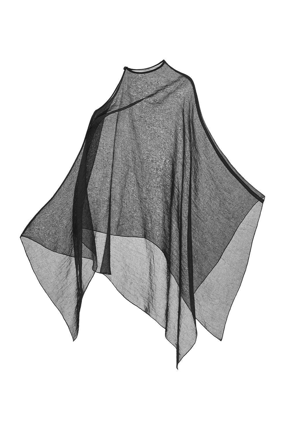 Phi Asymmetric Boat Neck Cotton Lawn Cape - MEAN BLVD