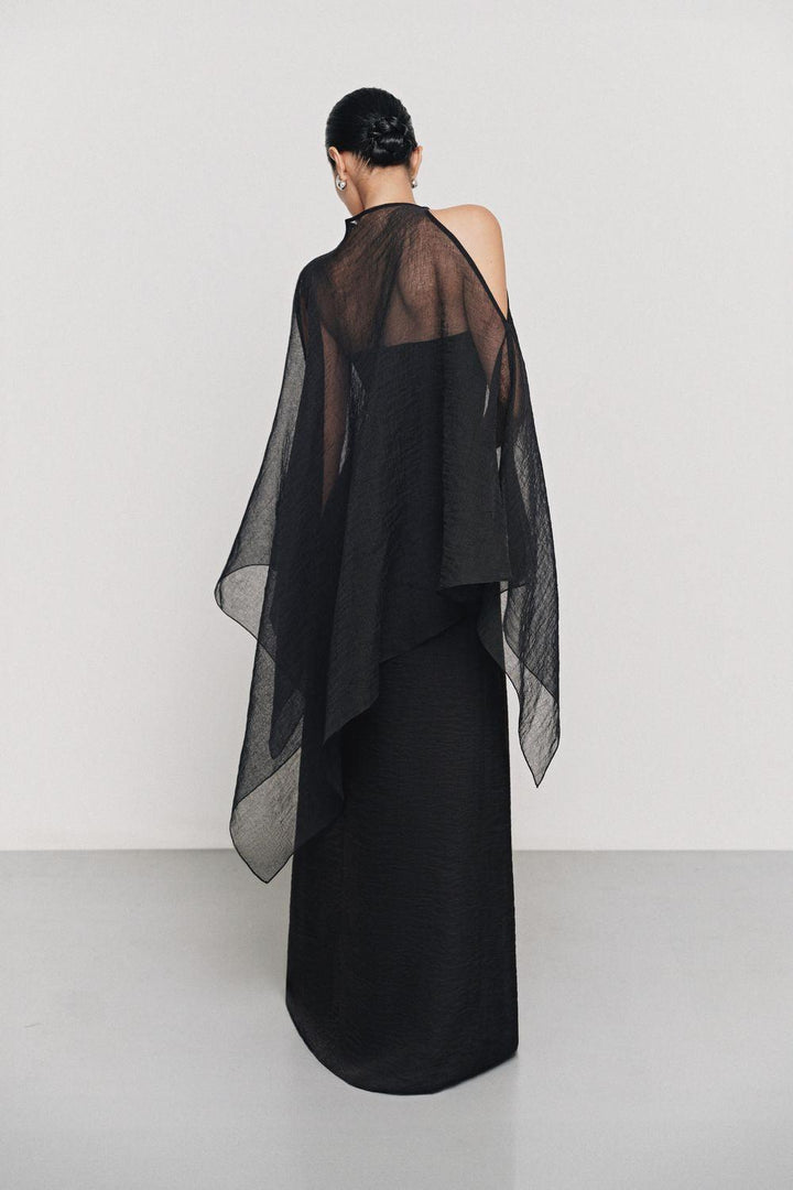 Phi Asymmetric See-Through Cotton Lawn Cape - MEAN BLVD