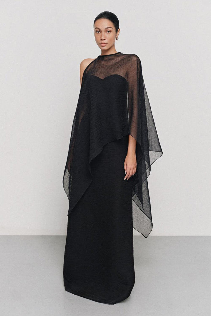 Phi Asymmetric See-Through Cotton Lawn Cape - MEAN BLVD