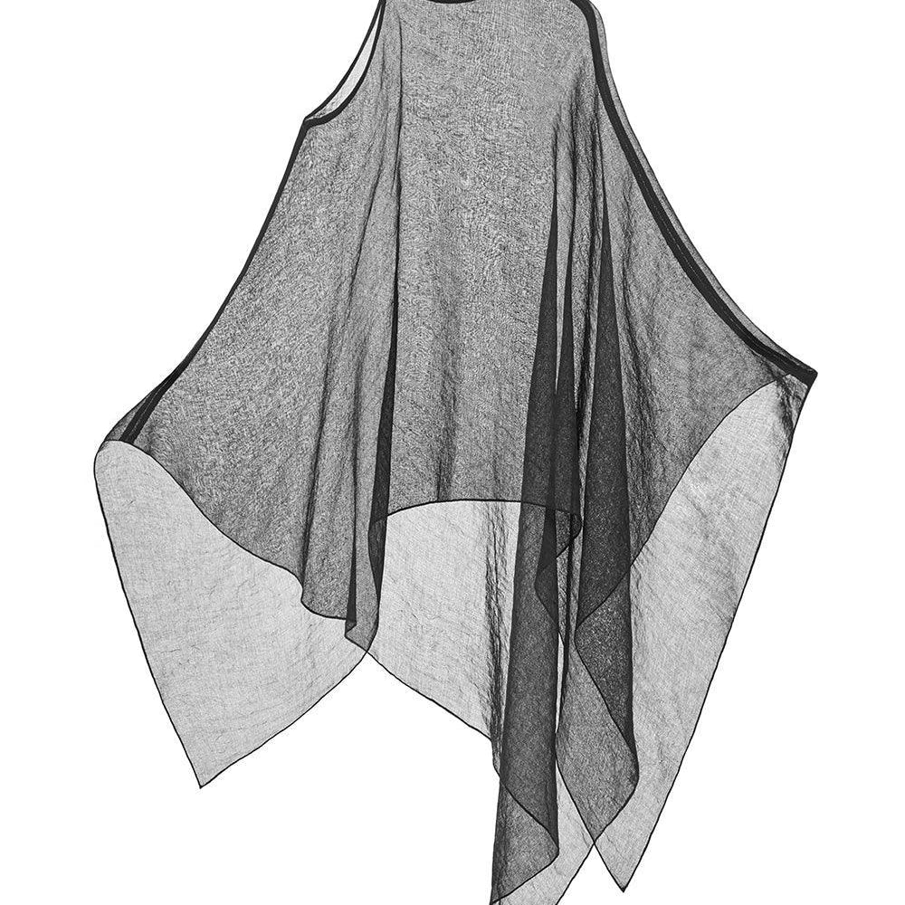 Phi Asymmetric See-Through Cotton Lawn Cape - MEAN BLVD