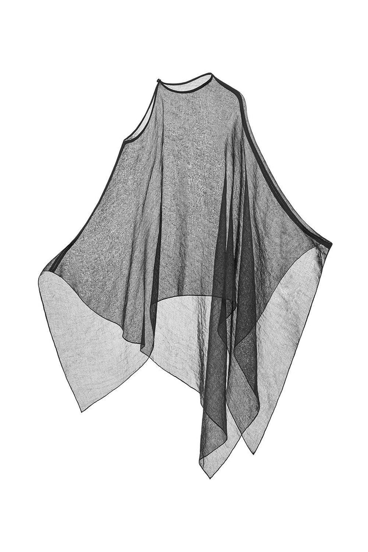 Phi Asymmetric See-Through Cotton Lawn Cape - MEAN BLVD