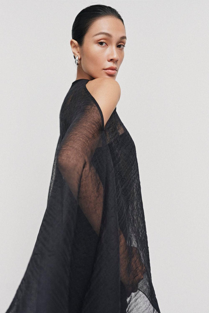 Phi Asymmetric See-Through Cotton Lawn Cape - MEAN BLVD