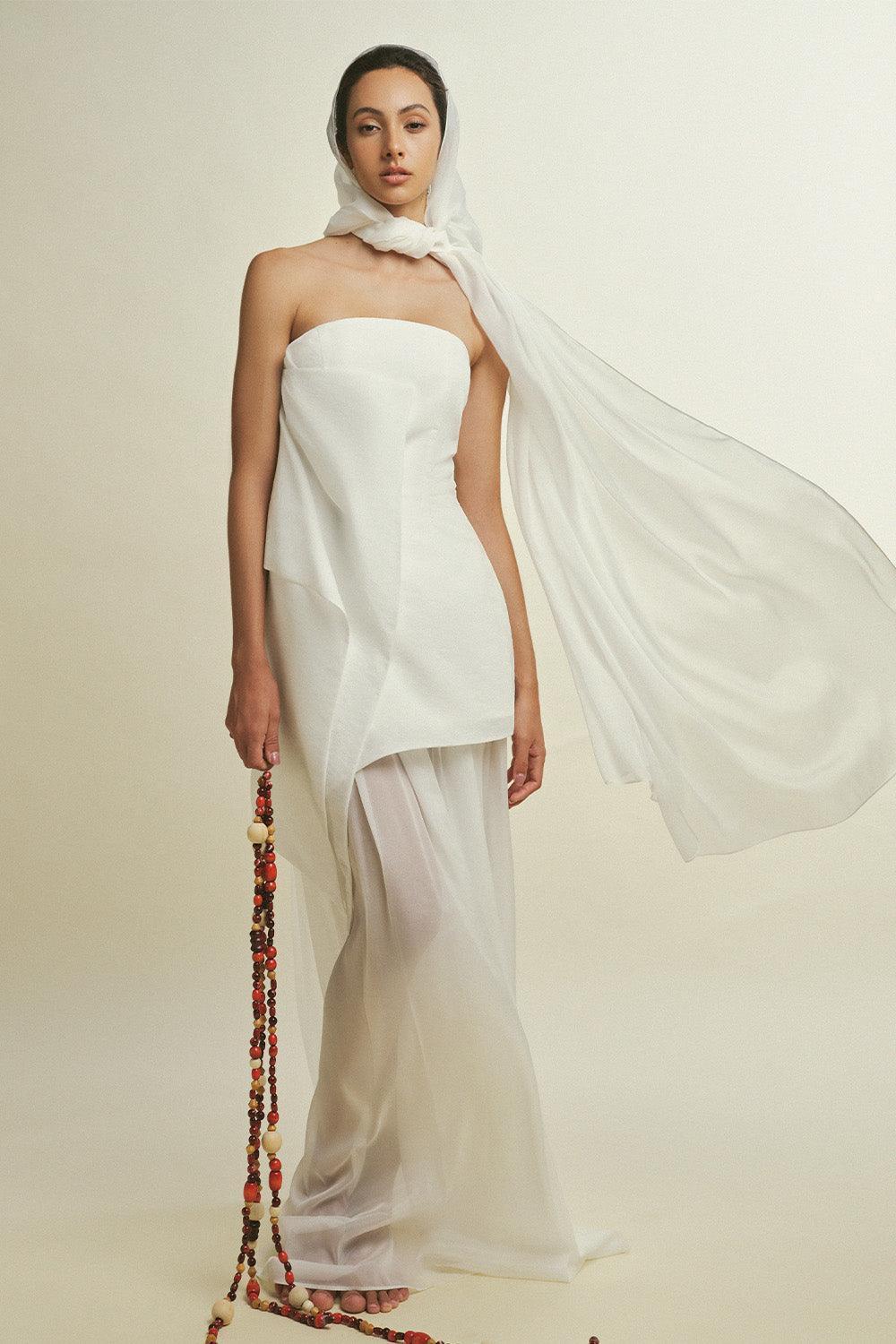 Women's Phi Yen Chiffon Scarf XS/S/M/L/XL White MEAN BLVD Women's Phi Yen Chiffon Scarf XS/S/M/L/XL White MEAN BLVD